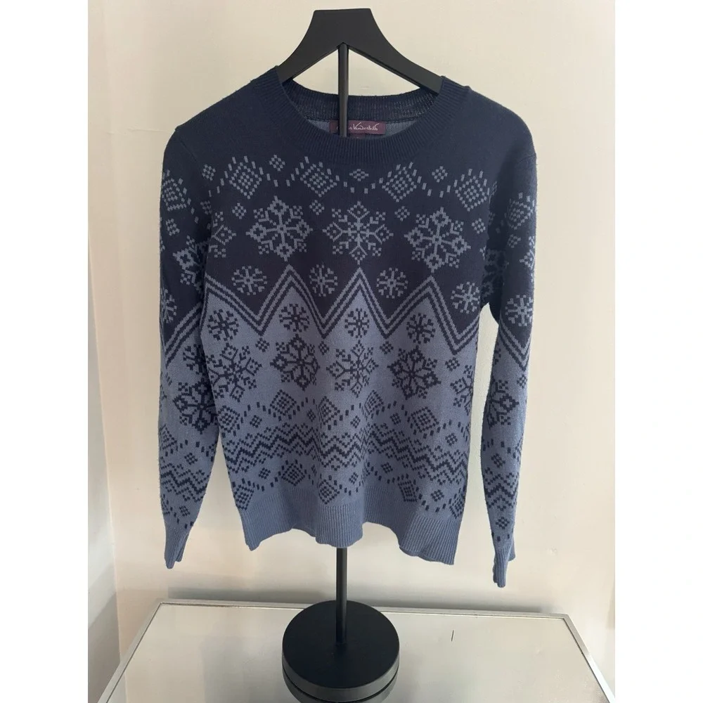 Gloria Vanderbilt Nordic Snowflake Ombre Knit‎ Winter Sweater Sz S Cozy